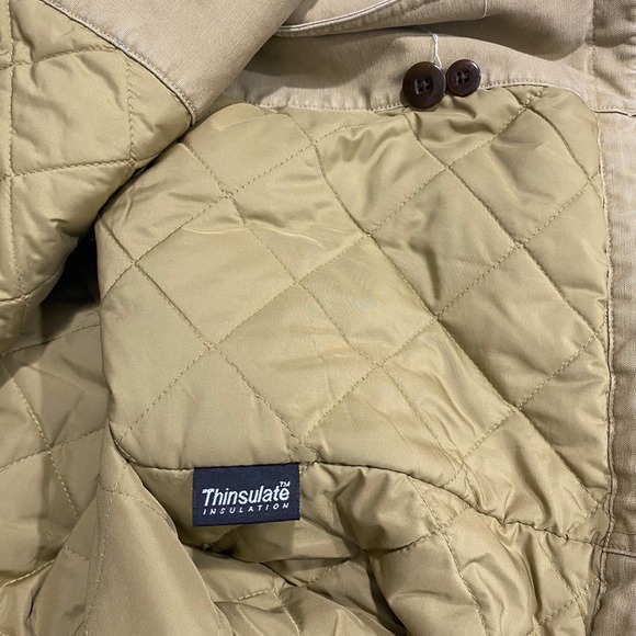LL Bean Chore Original Field Coat Tan Cotton Canvas Thinsulate Jacket Y2K 90s - Picture 6 of 11